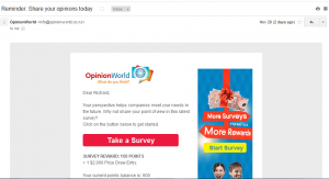 OpininWorld Survey Email